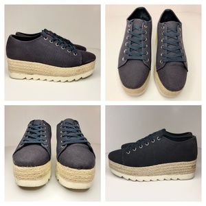 Steve Madden Karma Kraze Espadrille Platform Lace Up Sneakers Navy Blue Sz 10